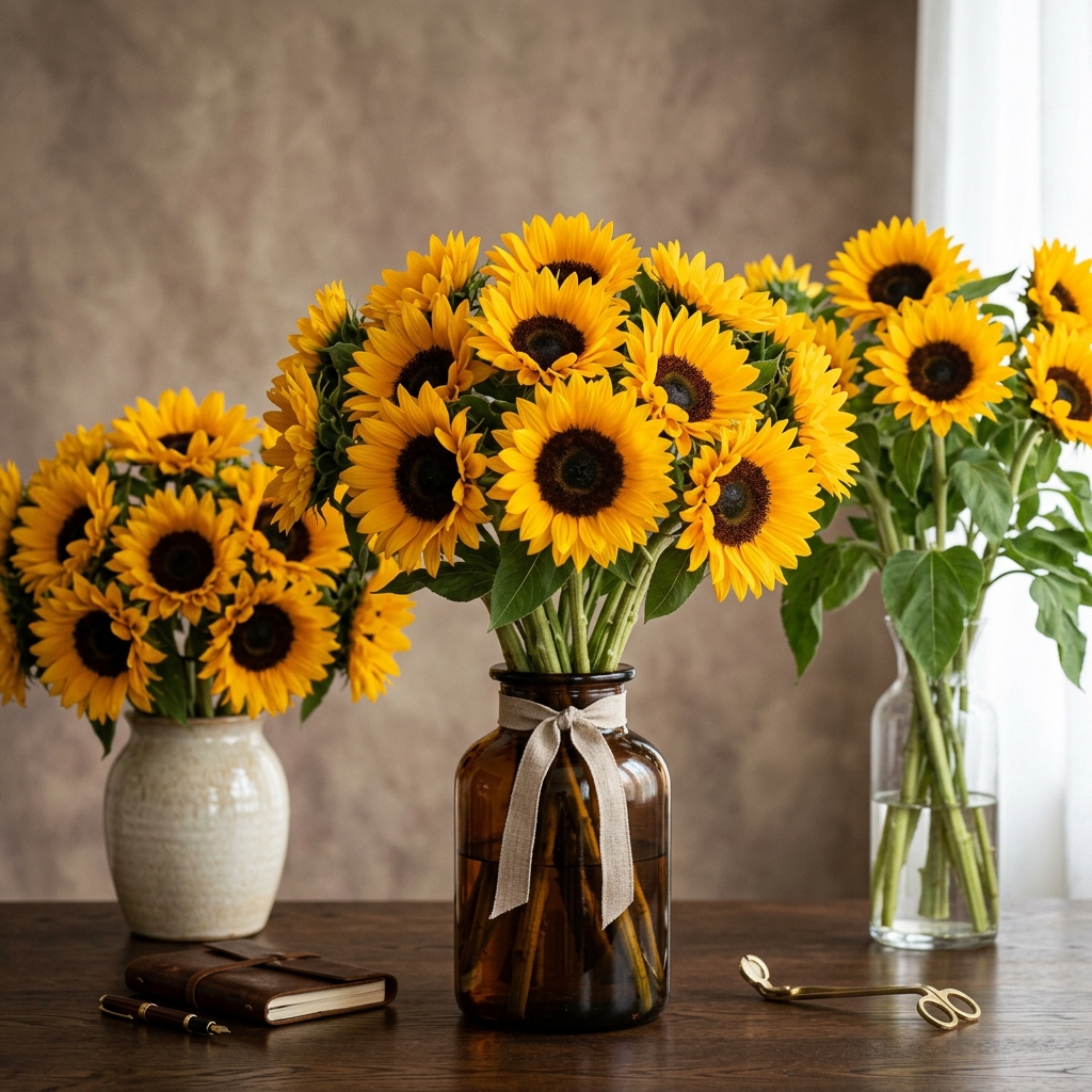 ramo de girasoles premium elegante